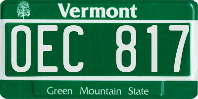 VT license plate OEC817