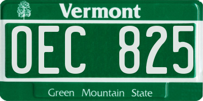 VT license plate OEC825