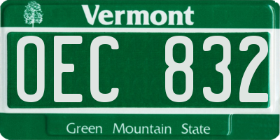 VT license plate OEC832