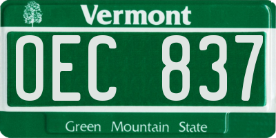 VT license plate OEC837