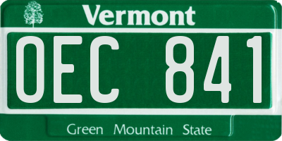 VT license plate OEC841