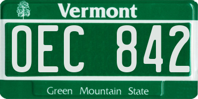 VT license plate OEC842