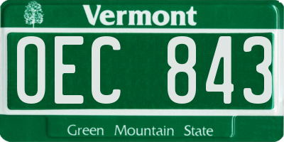 VT license plate OEC843