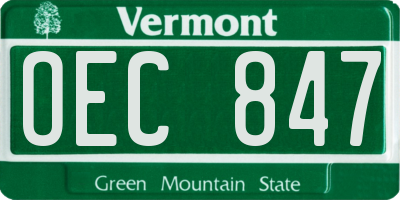 VT license plate OEC847