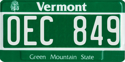 VT license plate OEC849
