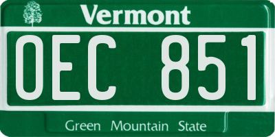 VT license plate OEC851