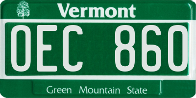 VT license plate OEC860