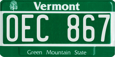 VT license plate OEC867