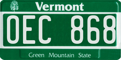 VT license plate OEC868