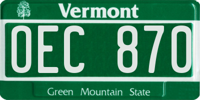 VT license plate OEC870