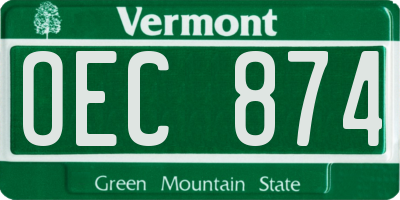 VT license plate OEC874