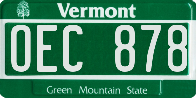 VT license plate OEC878