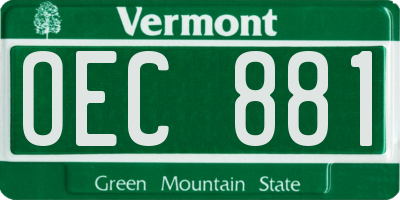 VT license plate OEC881