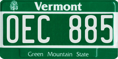 VT license plate OEC885