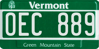 VT license plate OEC889