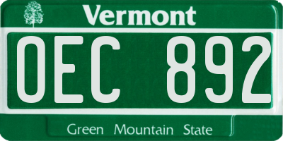 VT license plate OEC892