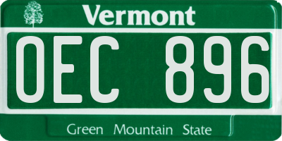 VT license plate OEC896
