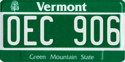 VT license plate OEC906