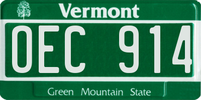 VT license plate OEC914