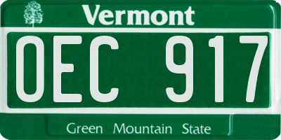 VT license plate OEC917