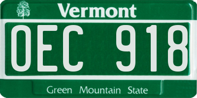 VT license plate OEC918
