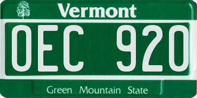 VT license plate OEC920