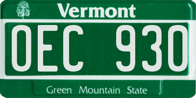 VT license plate OEC930