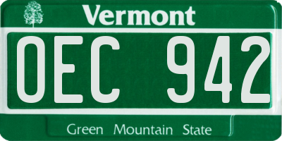 VT license plate OEC942