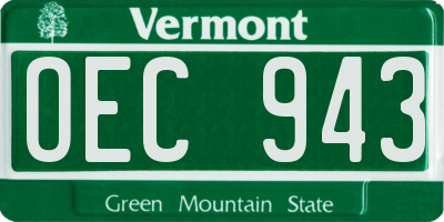 VT license plate OEC943