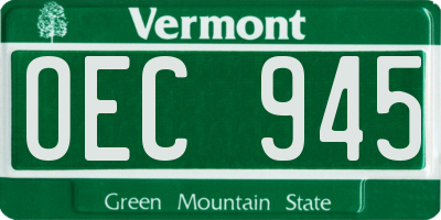 VT license plate OEC945