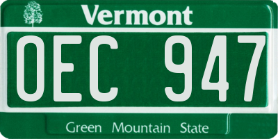 VT license plate OEC947