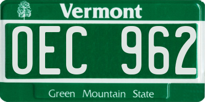 VT license plate OEC962