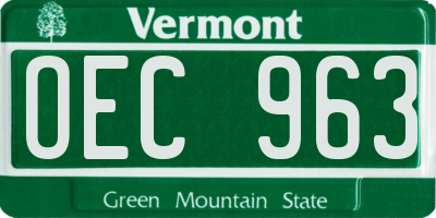 VT license plate OEC963