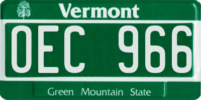 VT license plate OEC966