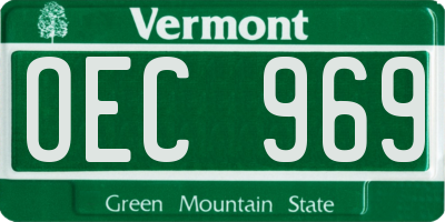 VT license plate OEC969