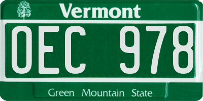 VT license plate OEC978
