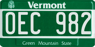 VT license plate OEC982