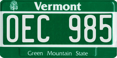 VT license plate OEC985