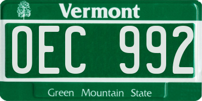 VT license plate OEC992