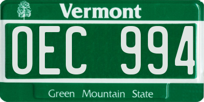 VT license plate OEC994