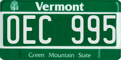 VT license plate OEC995