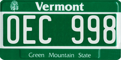 VT license plate OEC998