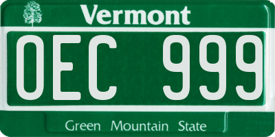 VT license plate OEC999