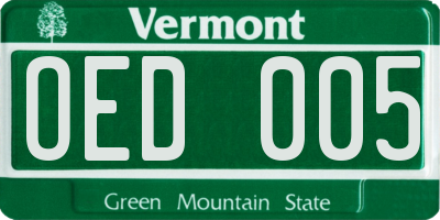 VT license plate OED005