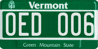 VT license plate OED006
