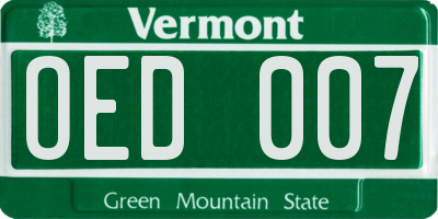 VT license plate OED007