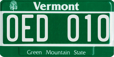 VT license plate OED010
