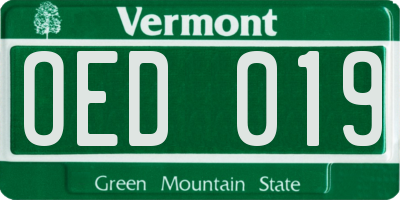VT license plate OED019