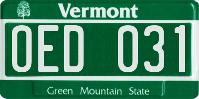 VT license plate OED031