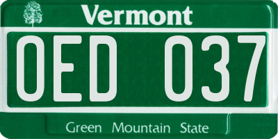 VT license plate OED037